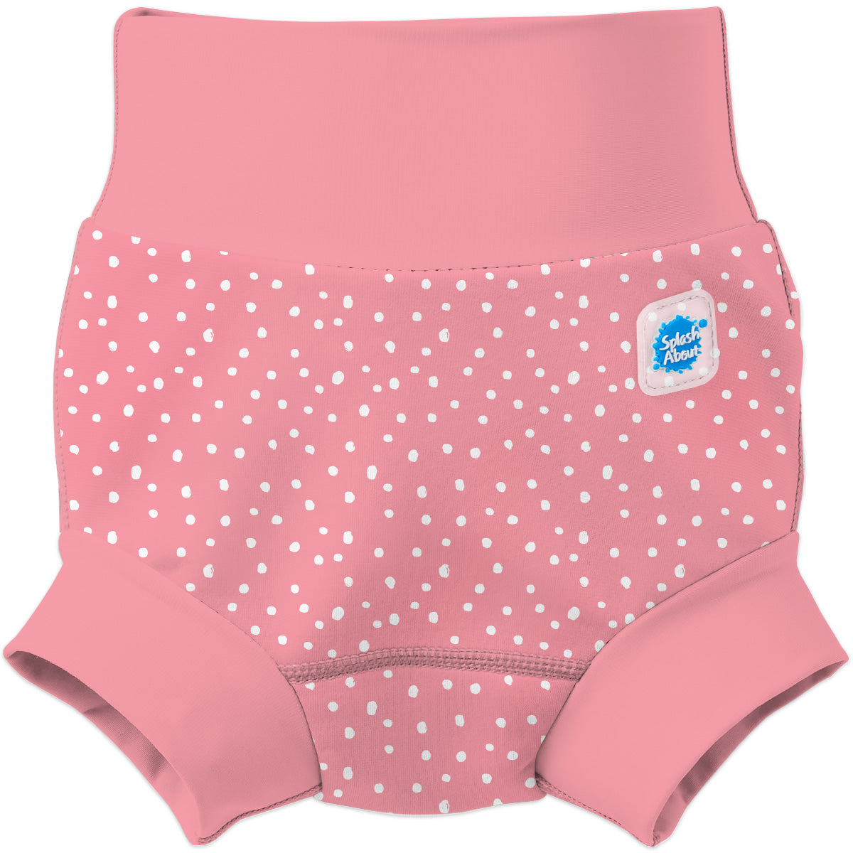 Splash about pink dotty happy nappy for girls pink with white polka dot swim diaper