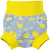 splash about flat product image of the lemon print happy nappy with yellow and blue