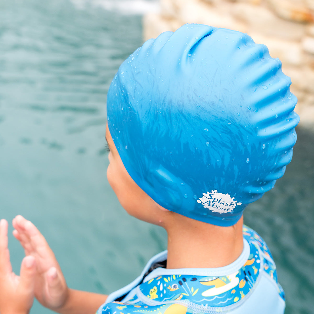 Junior Silicone Swim Hat - Blue