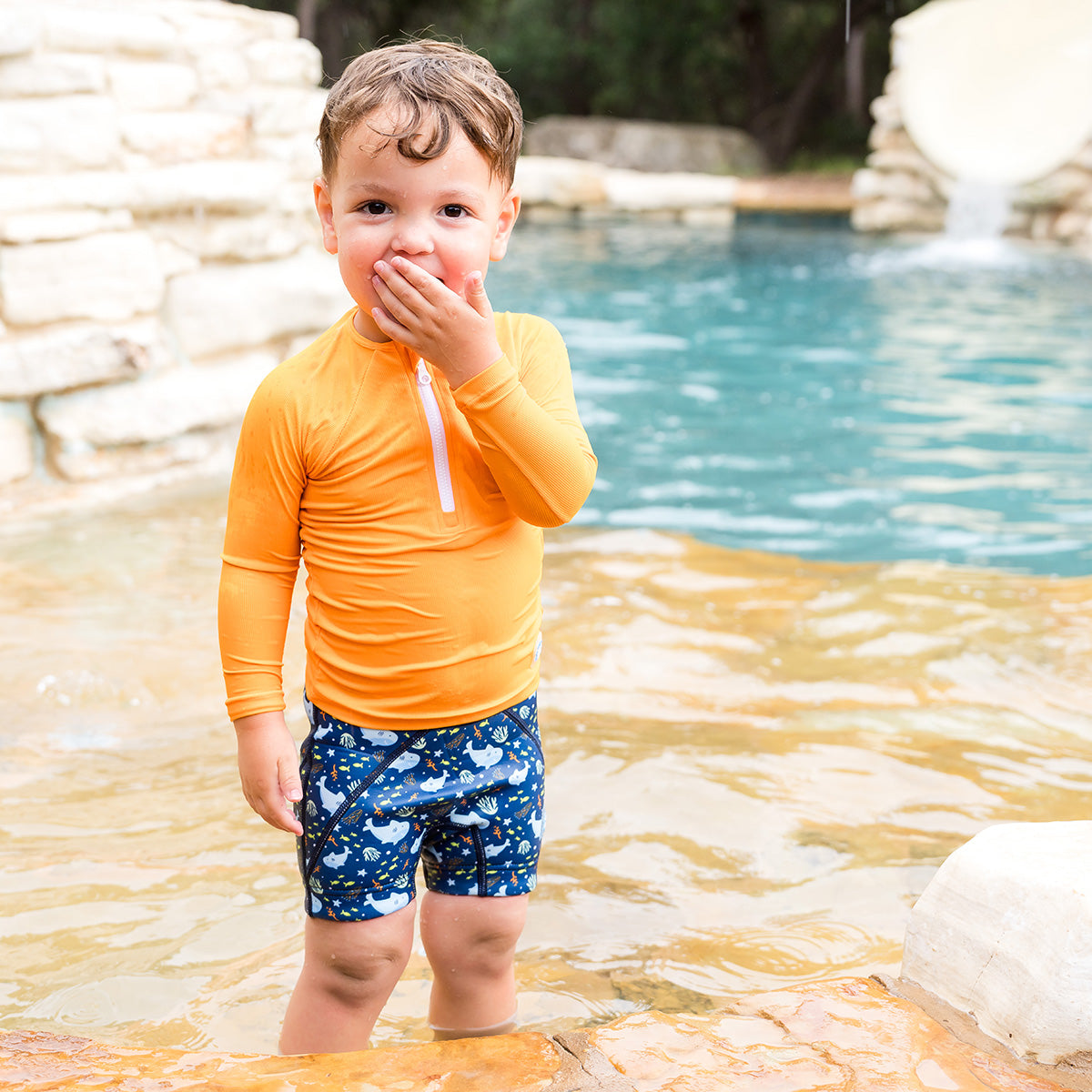 Premium Long Sleeve Rash Guard Neon Orange