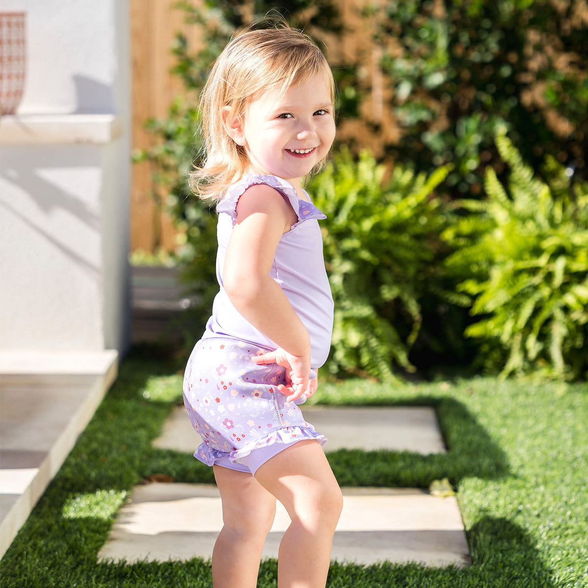 Happy Nappy™ Swimsuit with Frills Lilac Spring