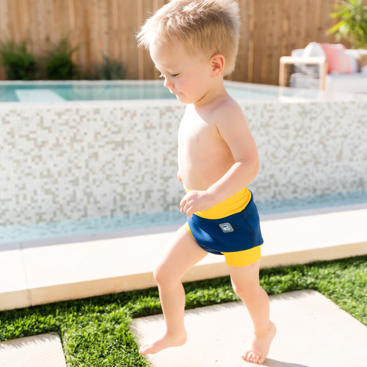 Happy Nappy Duo™ Swim Diaper Navy Yellow