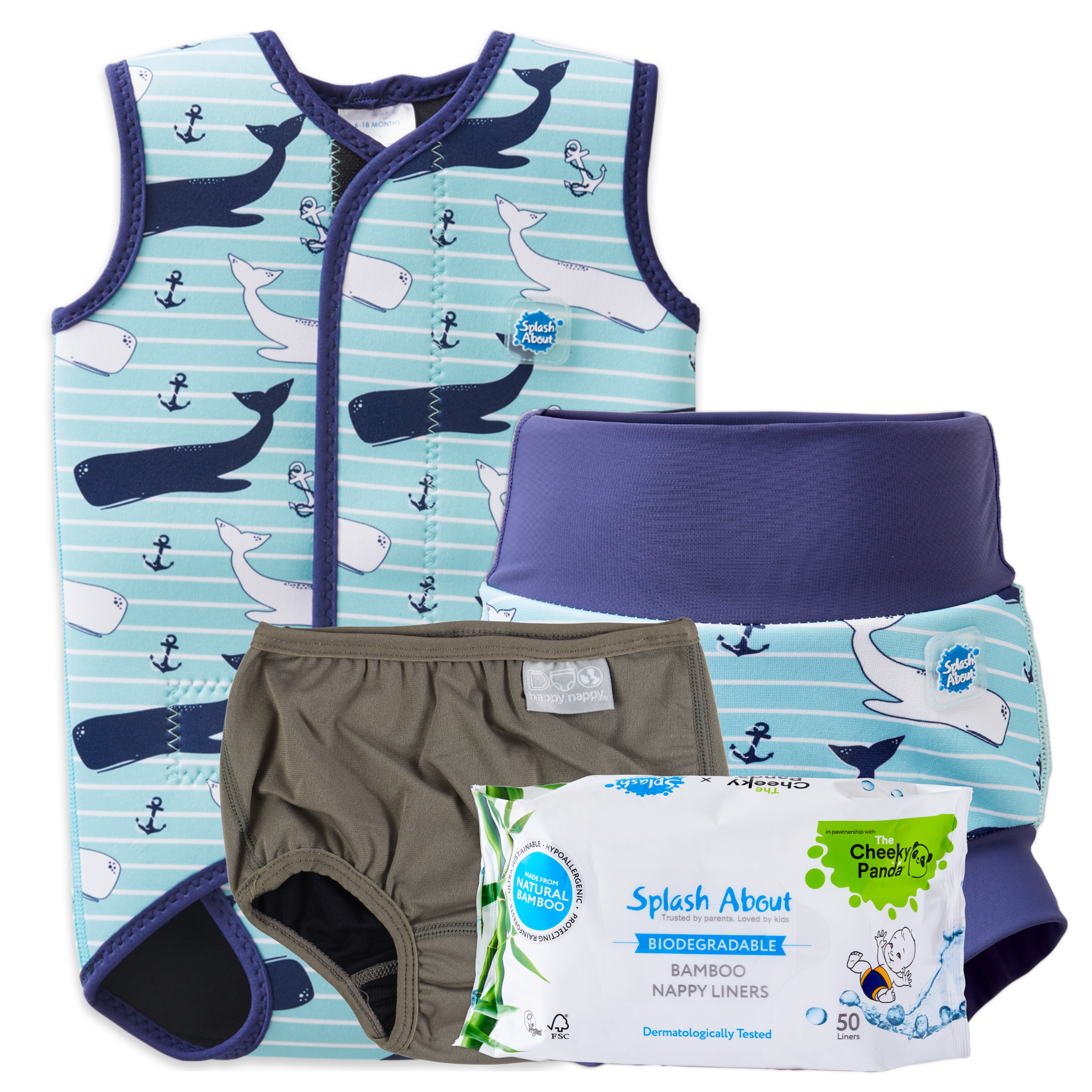 Baby Wrap™, Happy Nappy™ Swim Diaper & Silver Lining Diaper Wrap & Liners Bundle