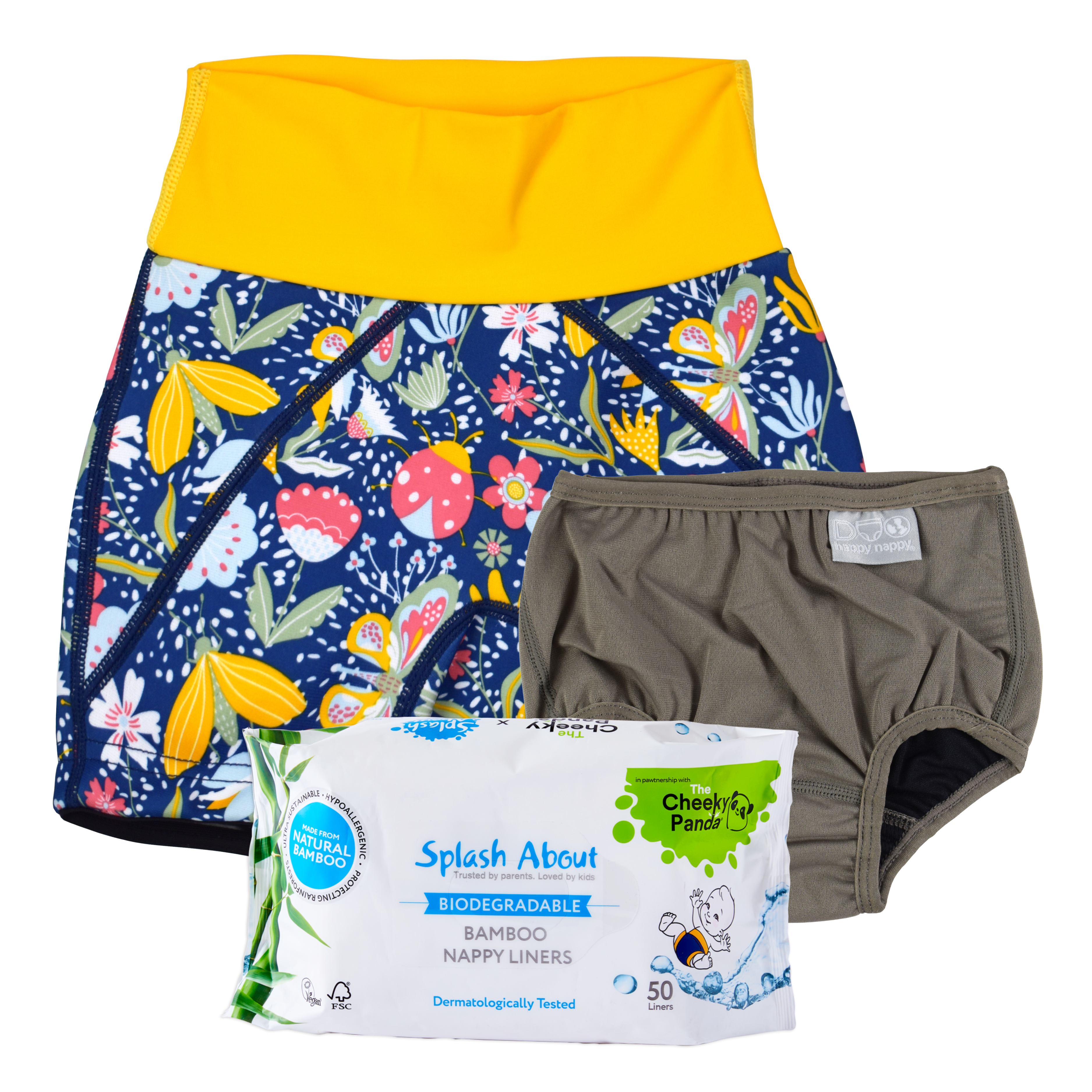 Toddler Splash Jammers™, Silver Lining Diaper Wrap & Diaper Liners Bundle