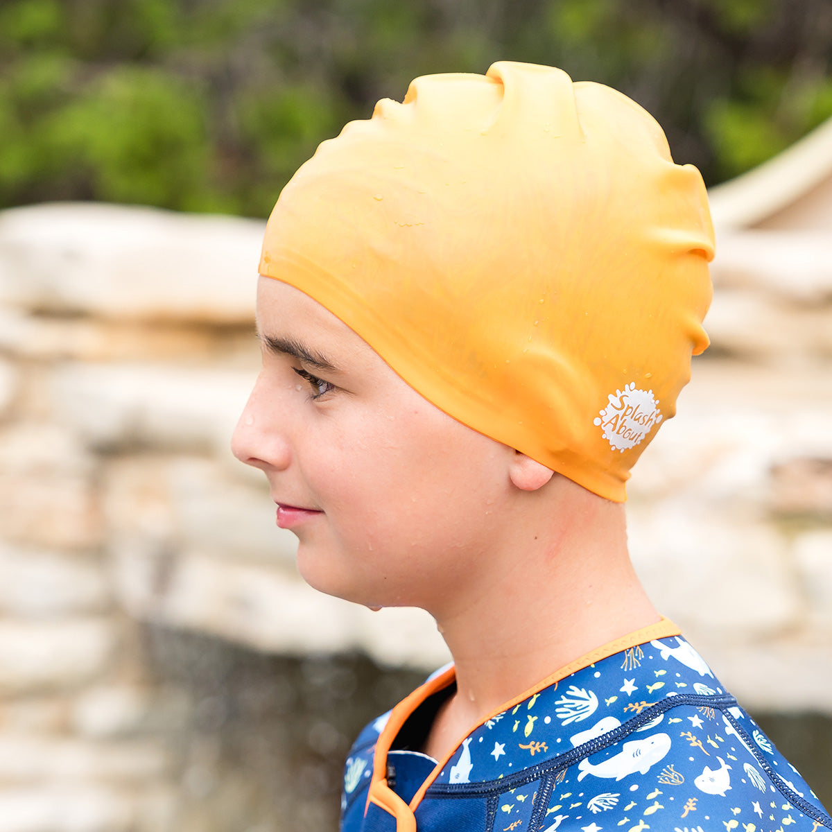 Junior Silicone Swim Hat - Orange