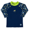 Boys long sleeve rash top turtle tide design in navy and lime