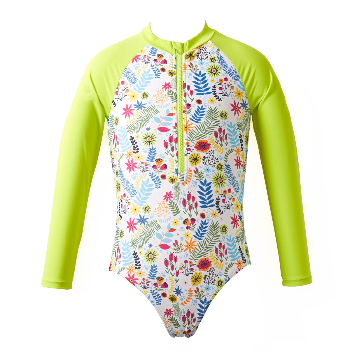 Girls Rash Guard swimsuit - Jungle Lime