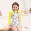 Girls Rash Guard swimsuit - Jungle Lime